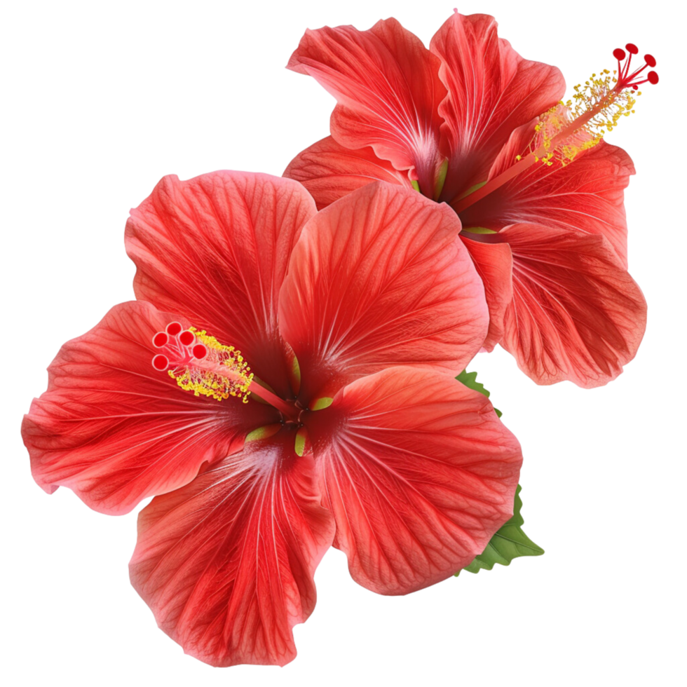 A tropical red hibiscus flowers on a transparent background png