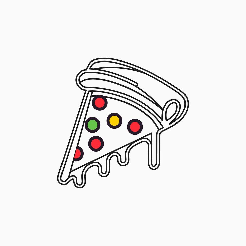 Pizza slice illustration in stroke style. vector
