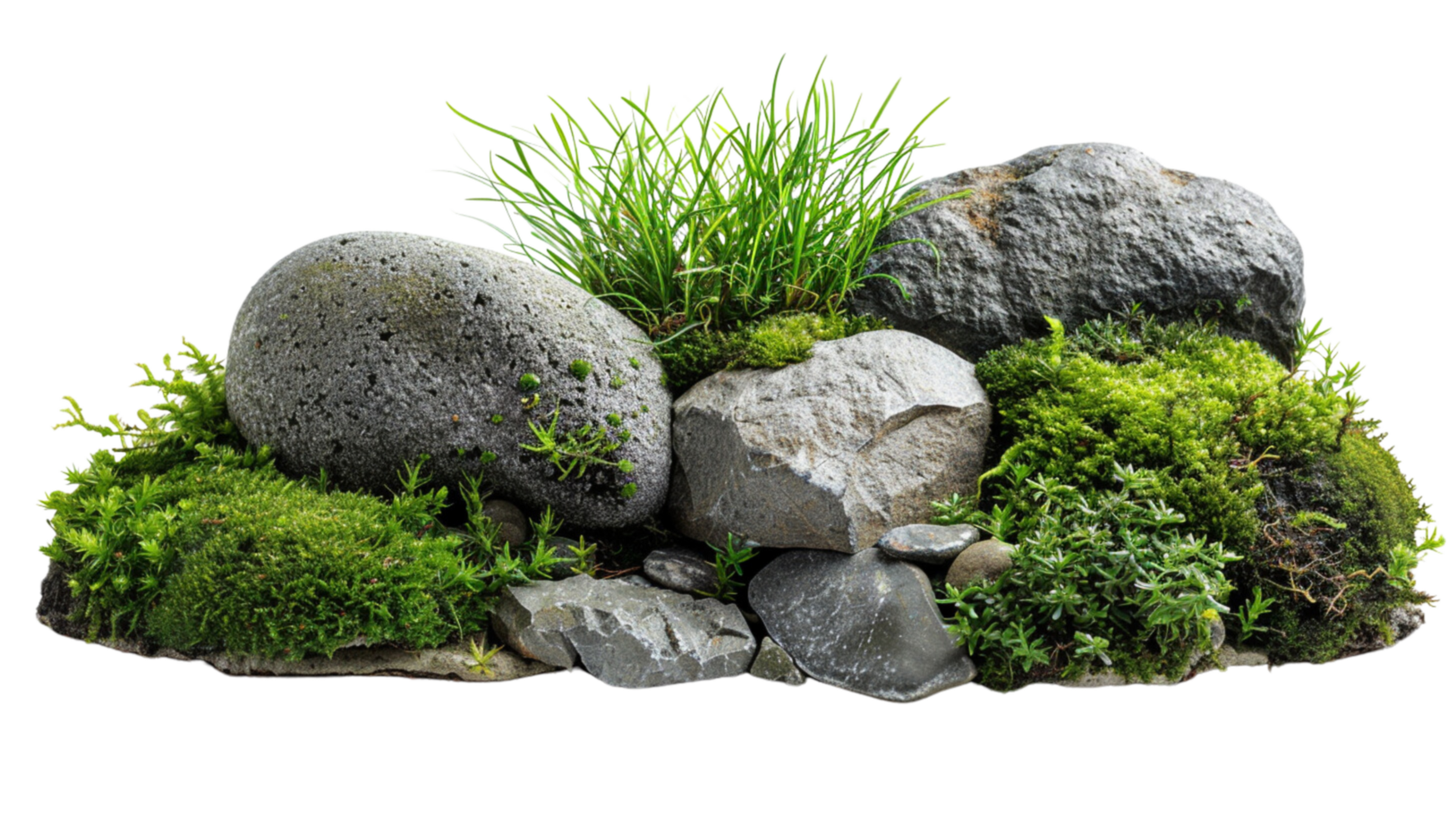 Accompanied by ornamental stones and grass on a transparent background png