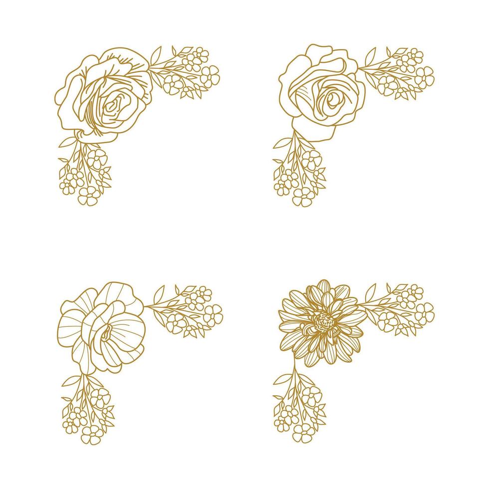 The Blooms Greenery Floral Foliage Ornament Corner Text Separator Elegance Frame for Invitations vector