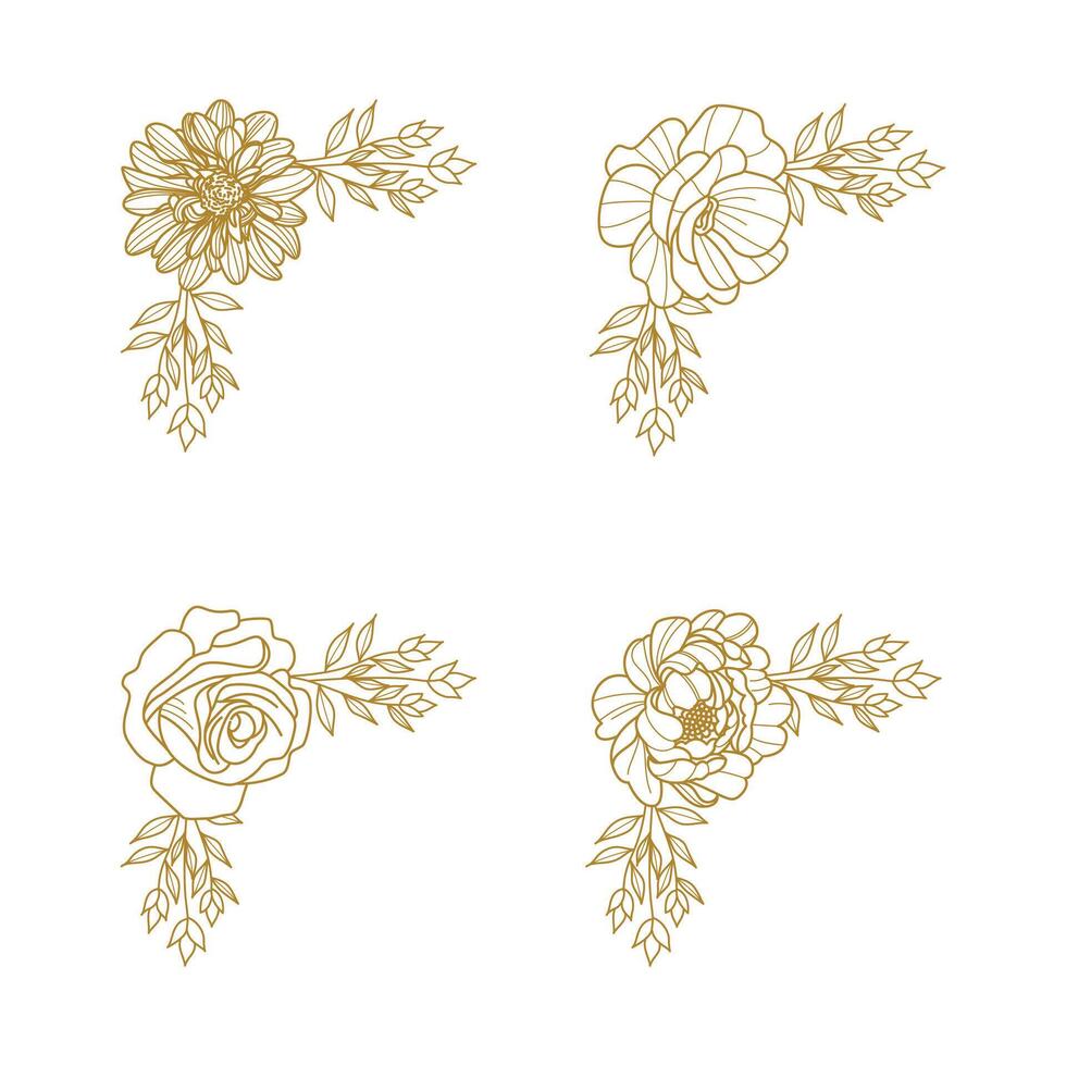 The Blooms Greenery Floral Foliage Ornament Corner Text Separator Elegance Frame for Invitations vector