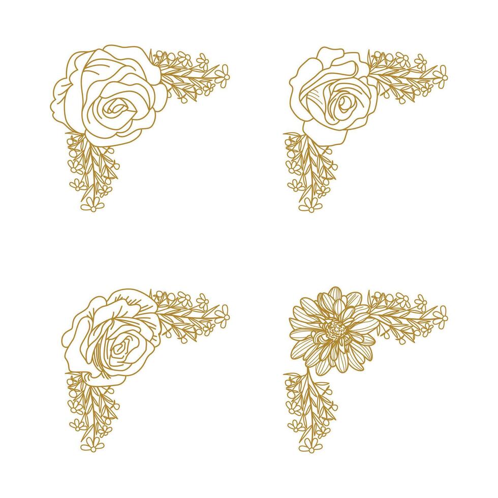 The Blooms Greenery Floral Foliage Ornament Corner Text Separator Elegance Frame for Invitations vector