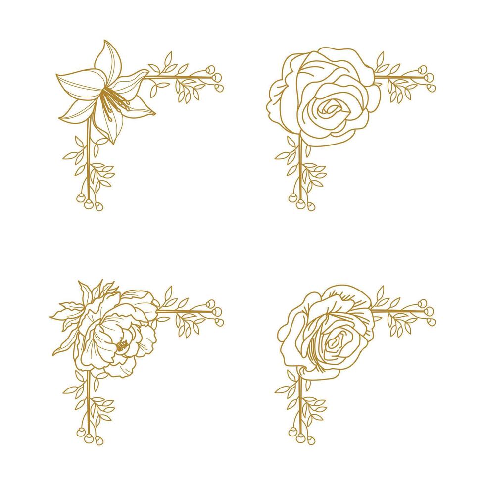The Blooms Greenery Floral Foliage Ornament Corner Text Separator Elegance Frame for Invitations vector