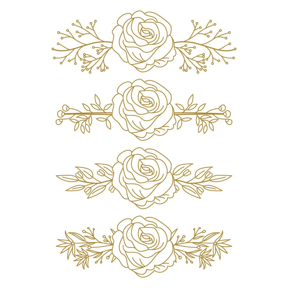 The Blooms Greenery Floral Foliage Ornament Corner Text Separator Elegance Frame for Invitations vector