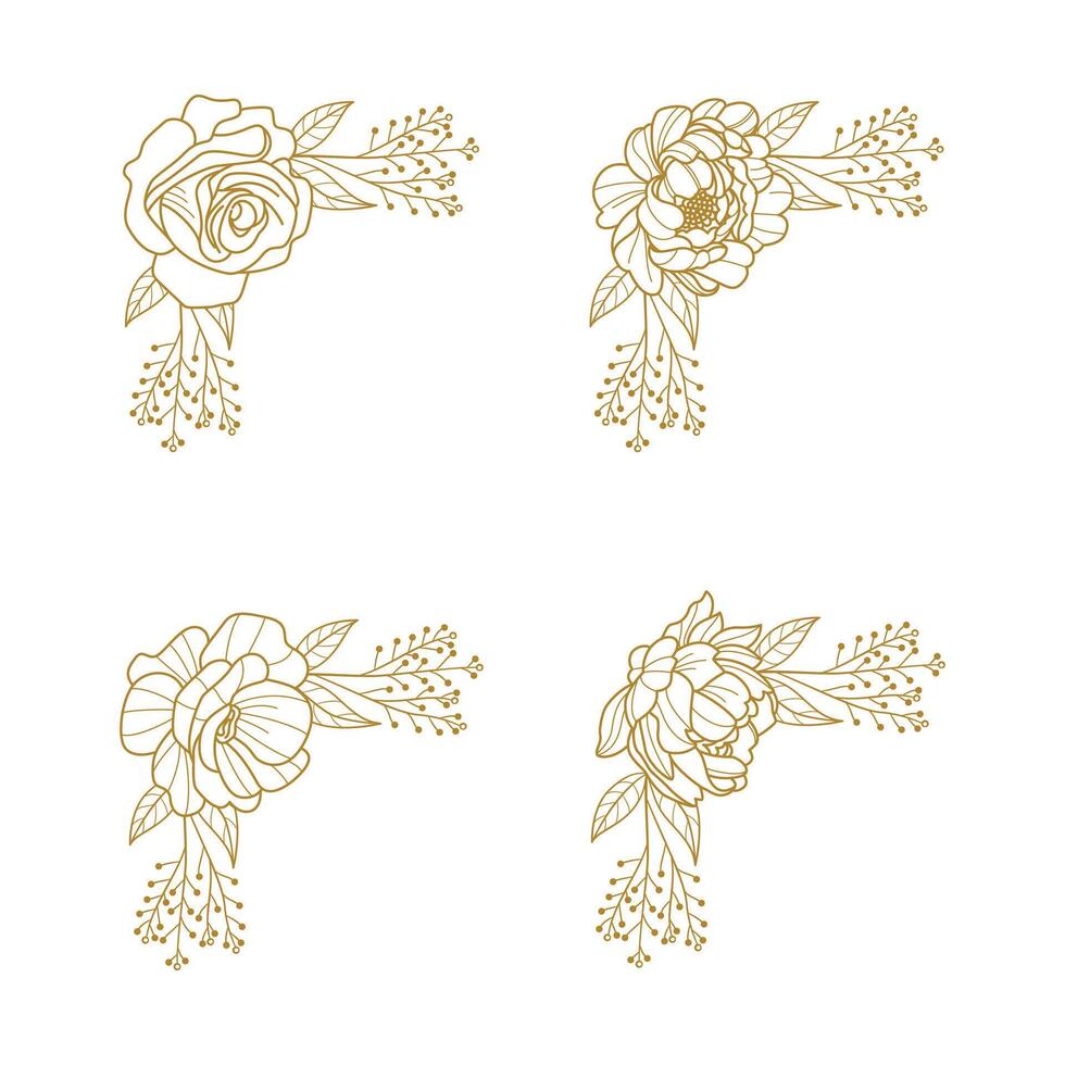 The Blooms Greenery Floral Foliage Ornament Corner Text Separator Elegance Frame for Invitations vector