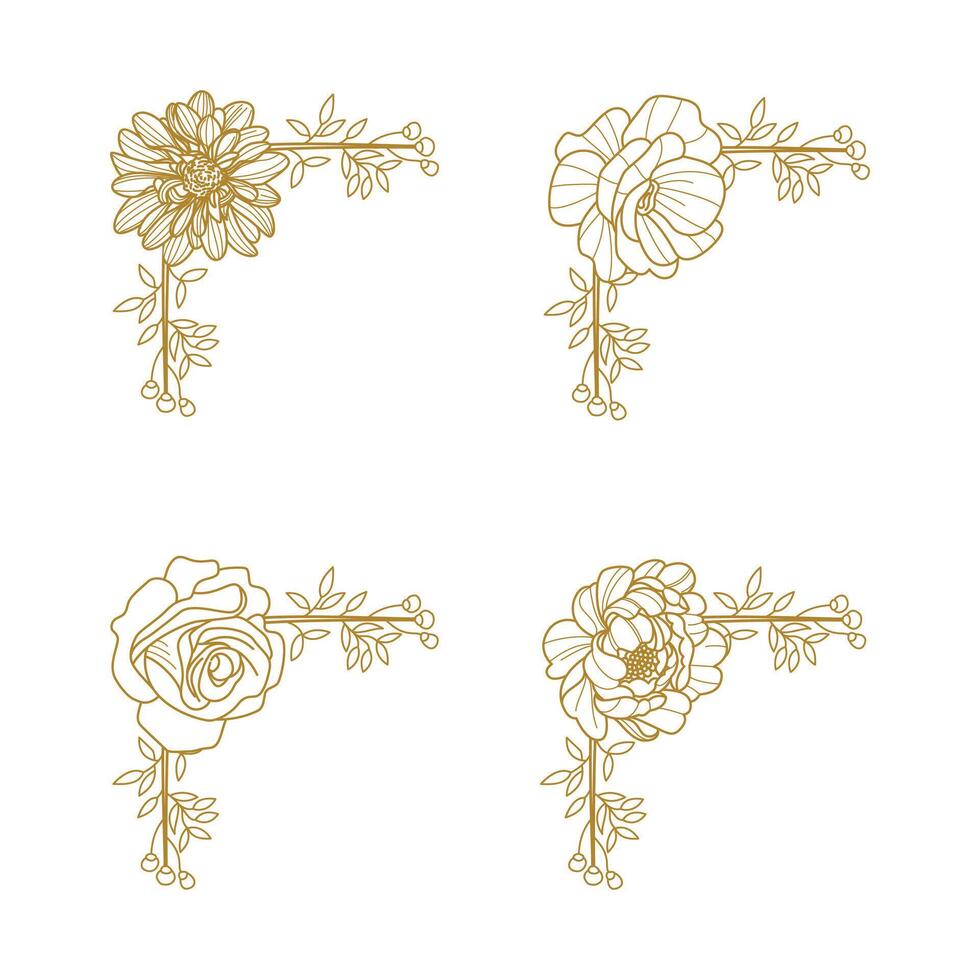The Blooms Greenery Floral Foliage Ornament Corner Text Separator Elegance Frame for Invitations vector