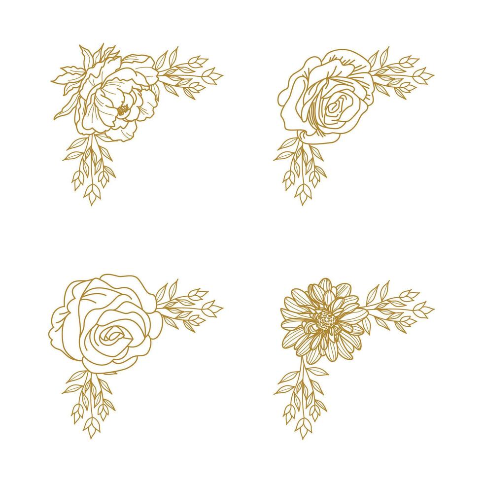 The Blooms Greenery Floral Foliage Ornament Corner Text Separator Elegance Frame for Invitations vector