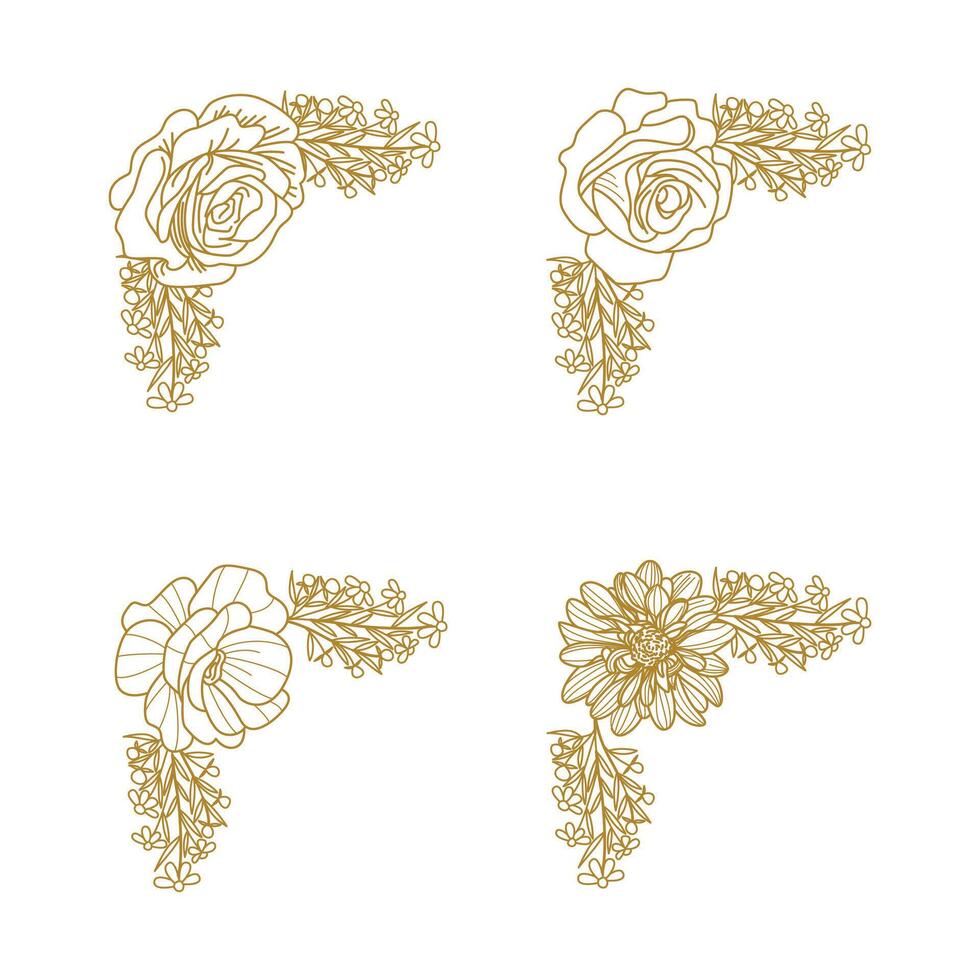 The Blooms Greenery Floral Foliage Ornament Corner Text Separator Elegance Frame for Invitations vector