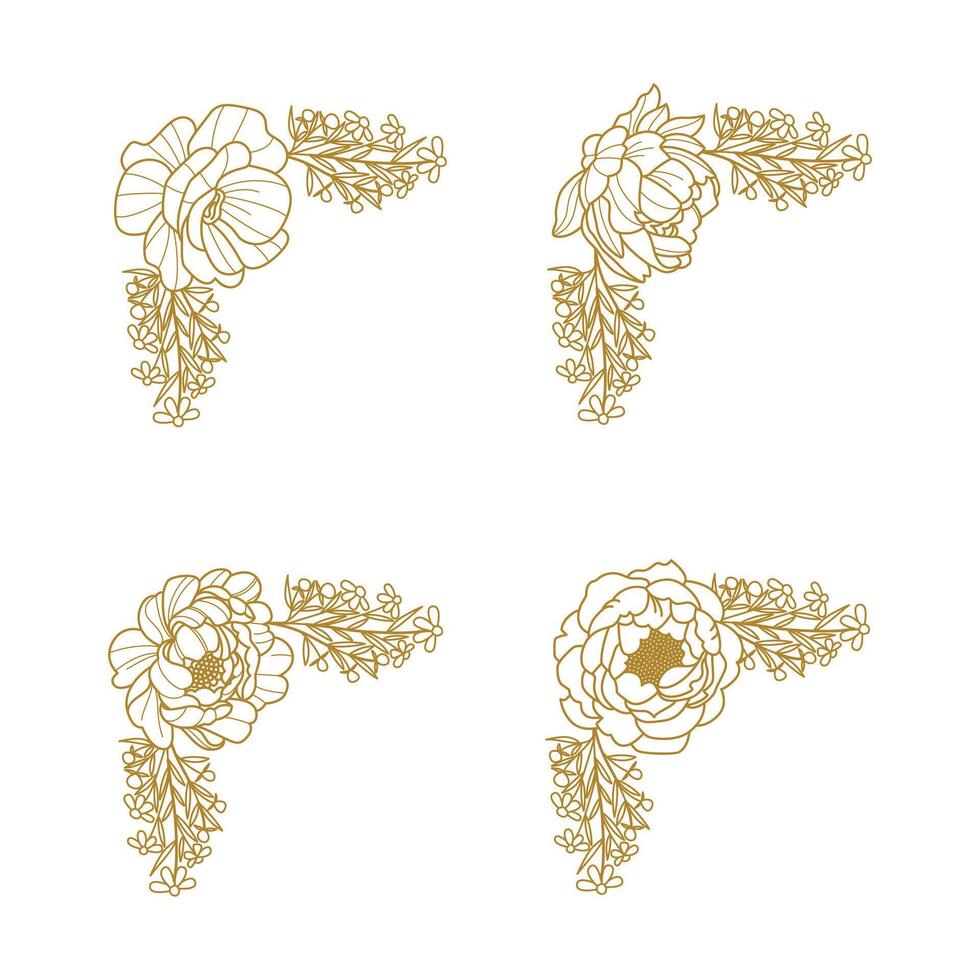 The Blooms Greenery Floral Foliage Ornament Corner Text Separator Elegance Frame for Invitations vector