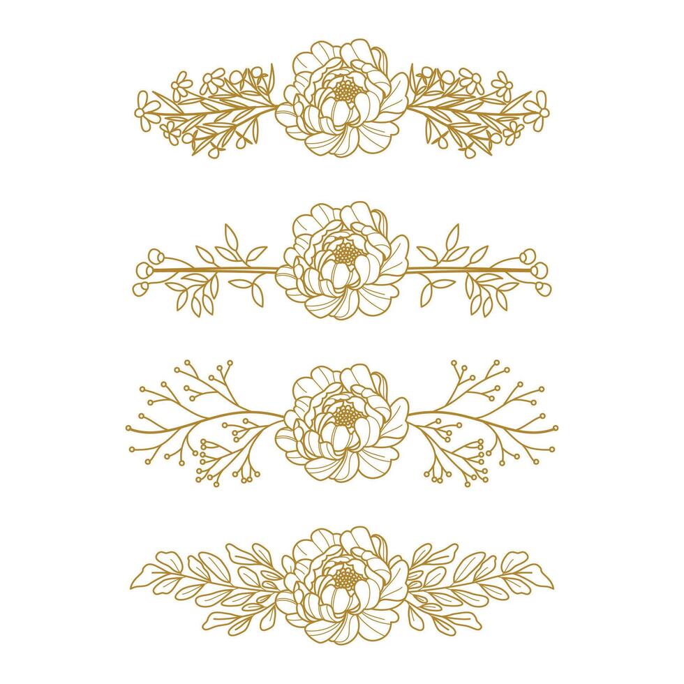 The Blooms Greenery Floral Foliage Ornament Corner Text Separator Elegance Frame for Invitations vector