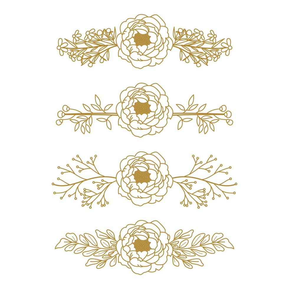 The Blooms Greenery Floral Foliage Ornament Corner Text Separator Elegance Frame for Invitations vector