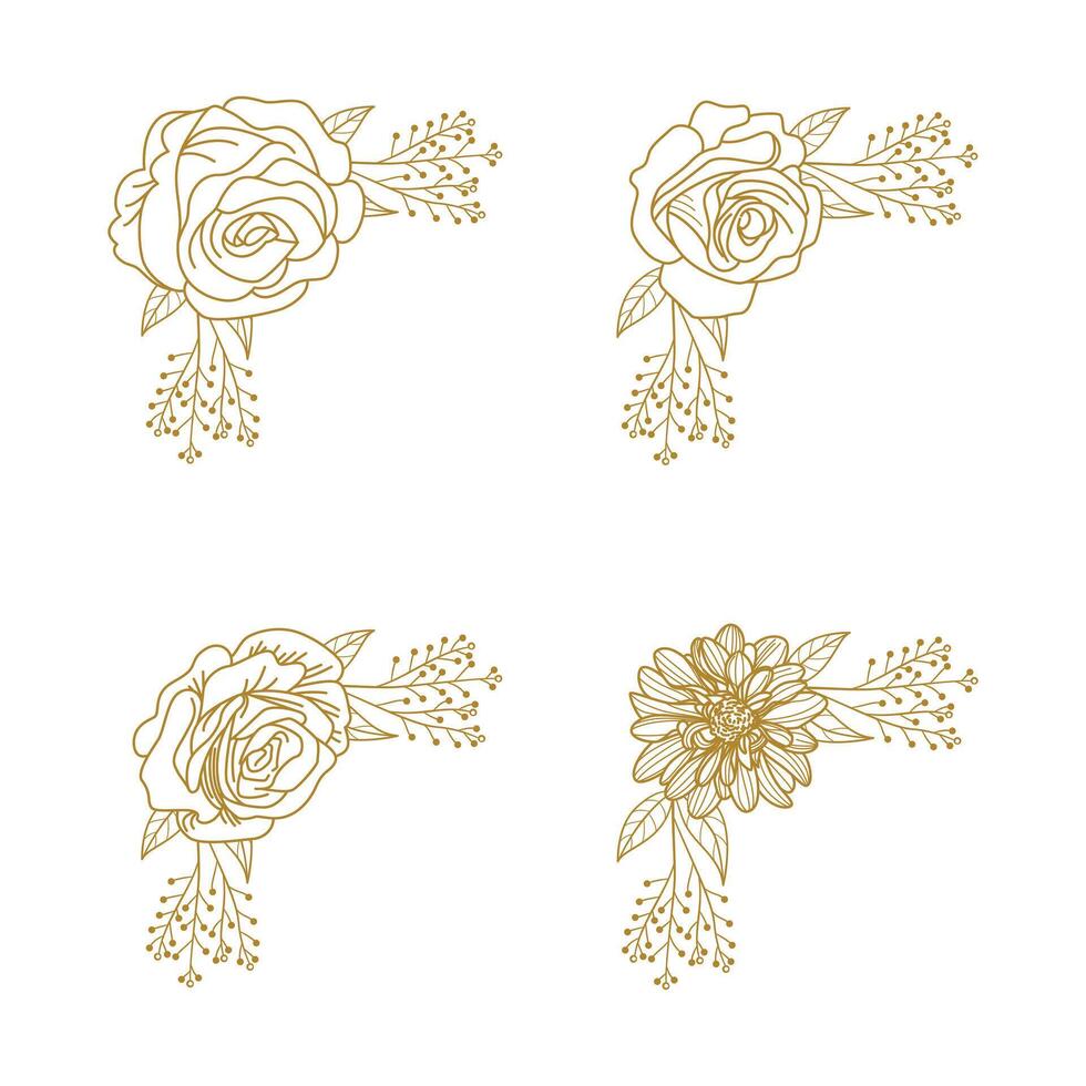The Blooms Greenery Floral Foliage Ornament Corner Text Separator Elegance Frame for Invitations vector