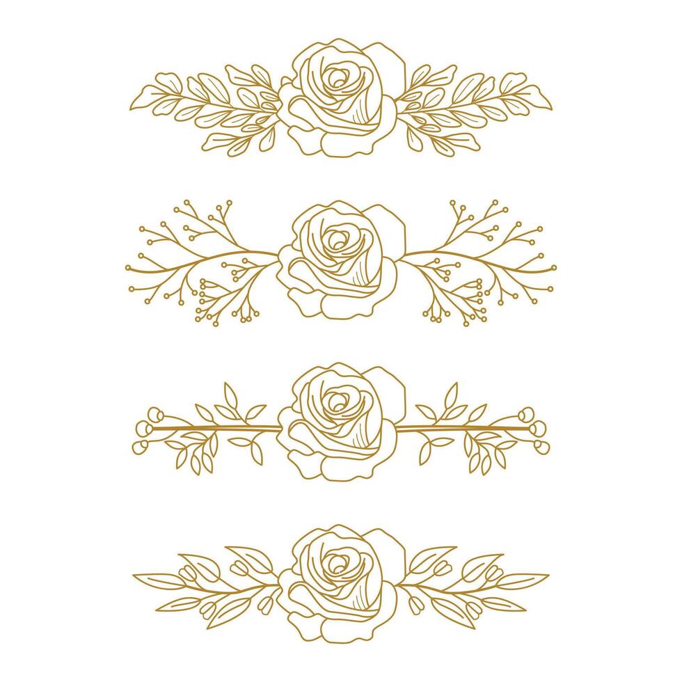 The Blooms Greenery Floral Foliage Ornament Corner Text Separator Elegance Frame for Invitations vector