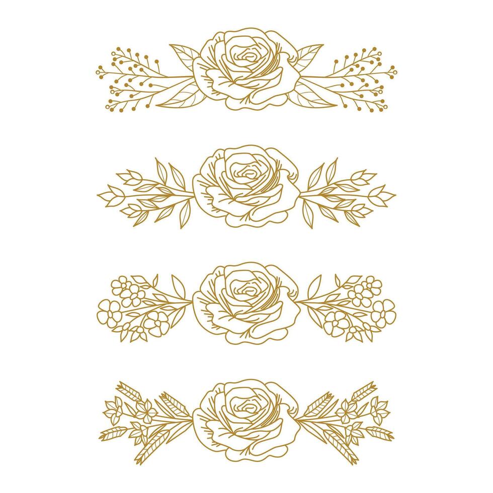The Blooms Greenery Floral Foliage Ornament Corner Text Separator Elegance Frame for Invitations vector