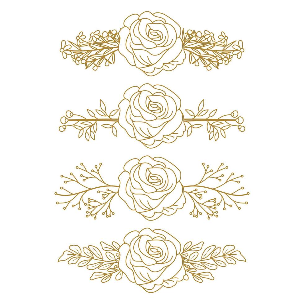The Blooms Greenery Floral Foliage Ornament Corner Text Separator Elegance Frame for Invitations vector