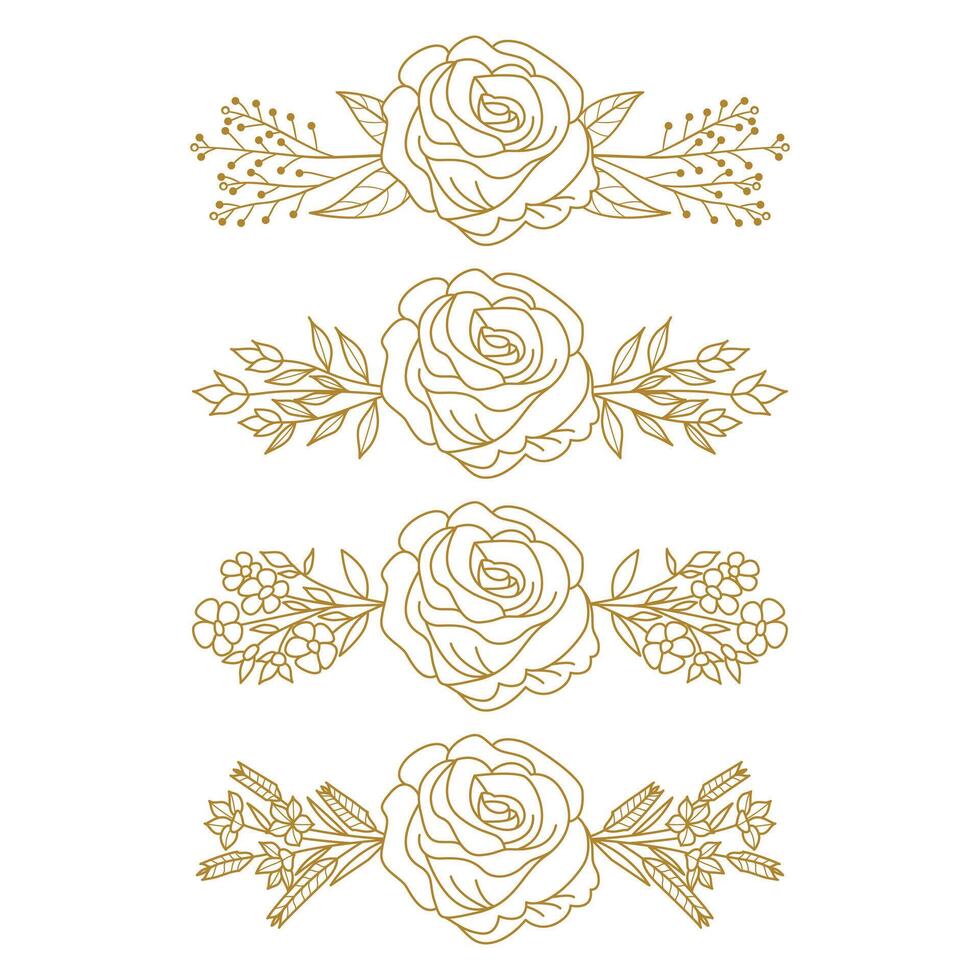 The Blooms Greenery Floral Foliage Ornament Corner Text Separator Elegance Frame for Invitations vector