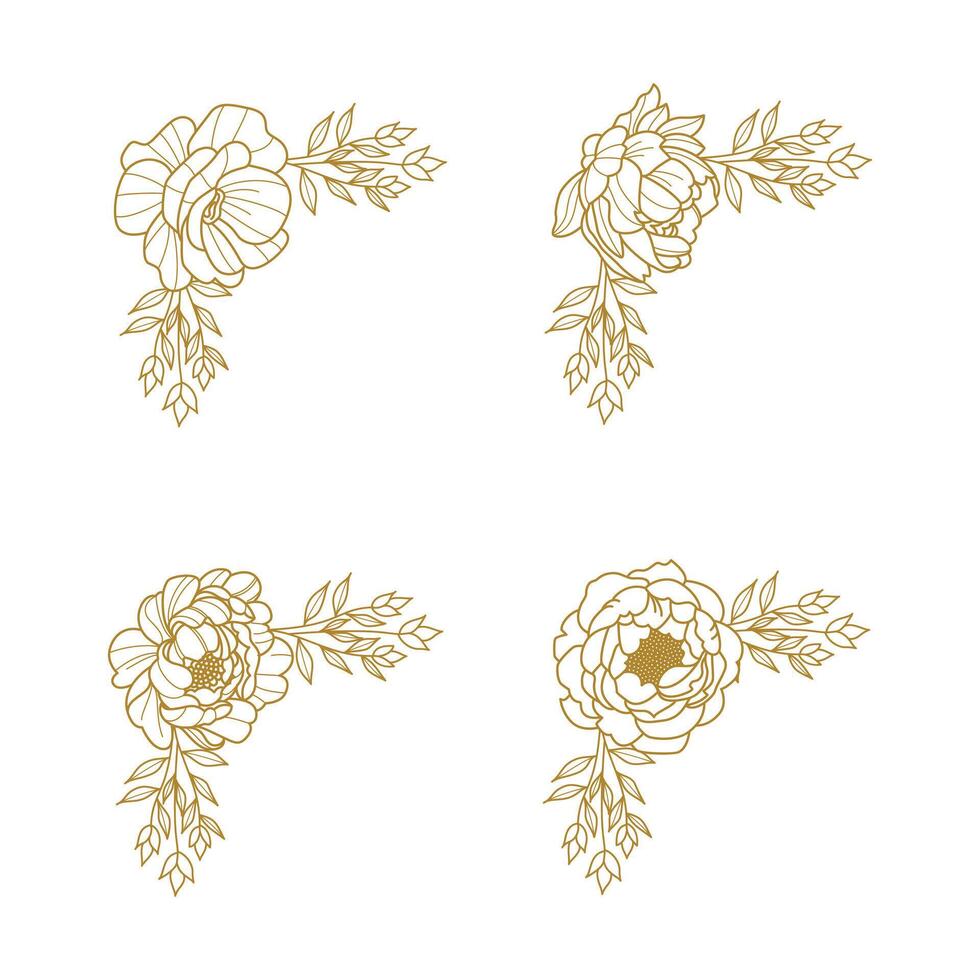 The Blooms Greenery Floral Foliage Ornament Corner Text Separator Elegance Frame for Invitations vector