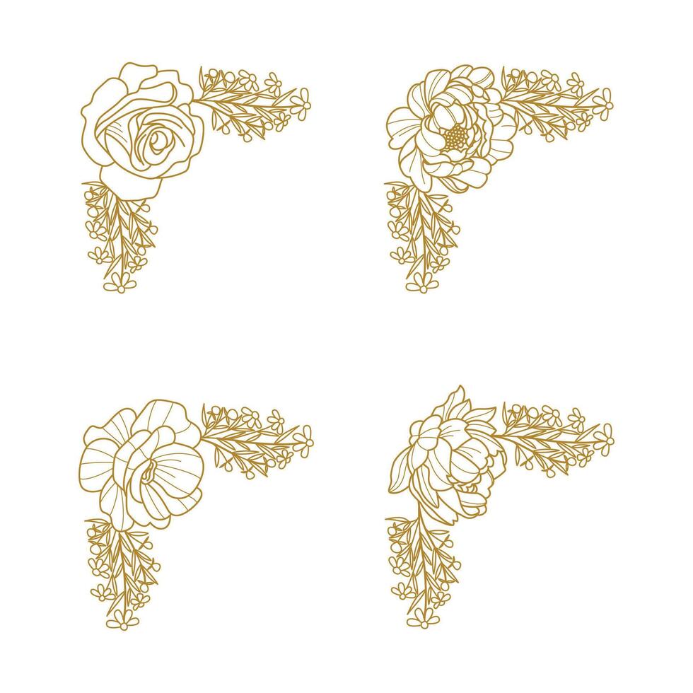 The Blooms Greenery Floral Foliage Ornament Corner Text Separator Elegance Frame for Invitations vector
