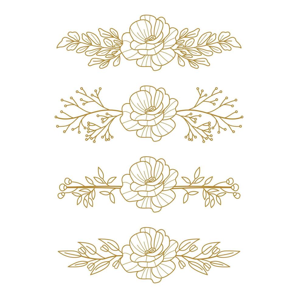 The Blooms Greenery Floral Foliage Ornament Corner Text Separator Elegance Frame for Invitations vector