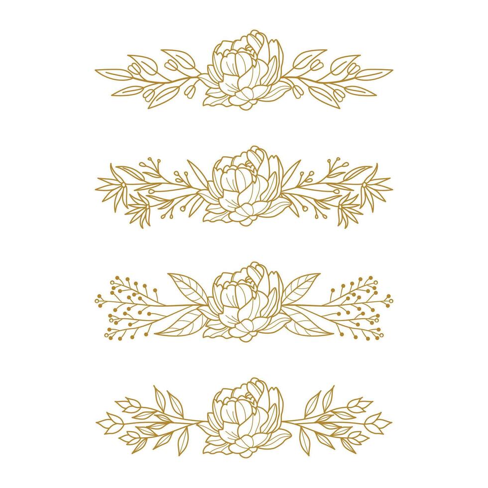 The Blooms Greenery Floral Foliage Ornament Corner Text Separator Elegance Frame for Invitations vector