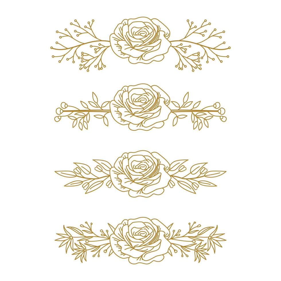 The Blooms Greenery Floral Foliage Ornament Corner Text Separator Elegance Frame for Invitations vector