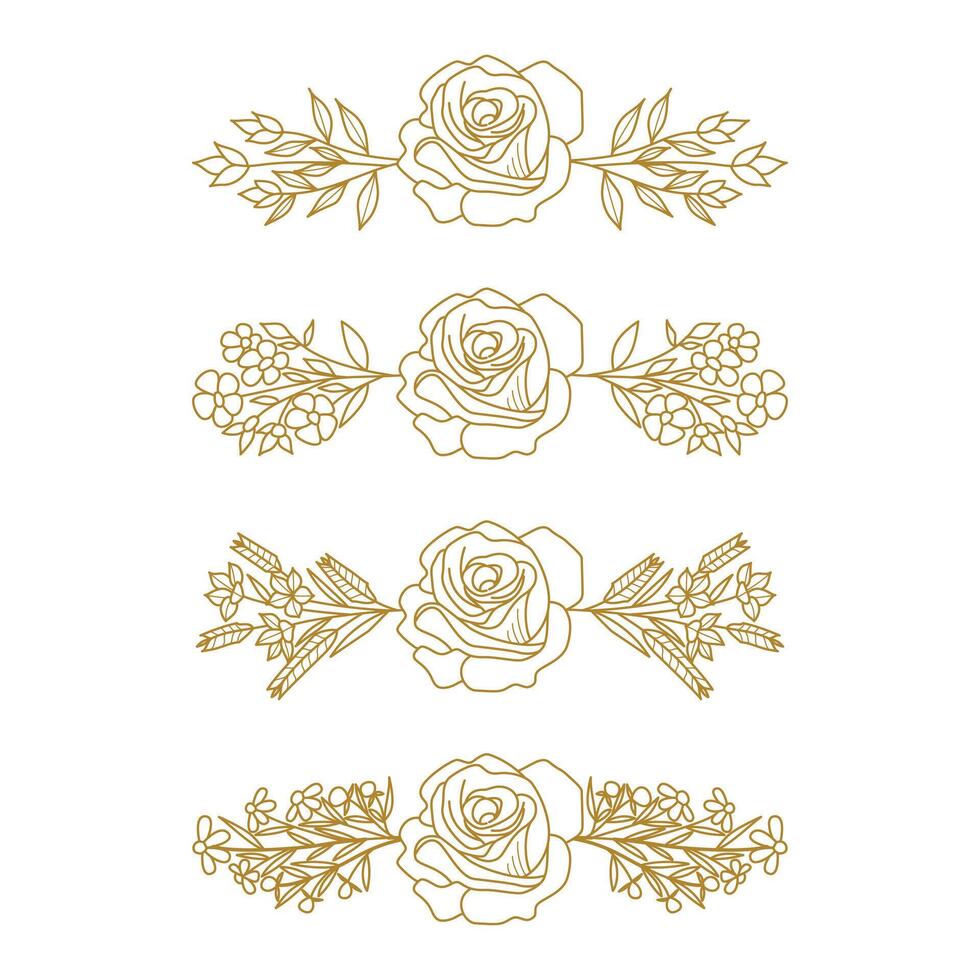 The Blooms Greenery Floral Foliage Ornament Corner Text Separator Elegance Frame for Invitations vector