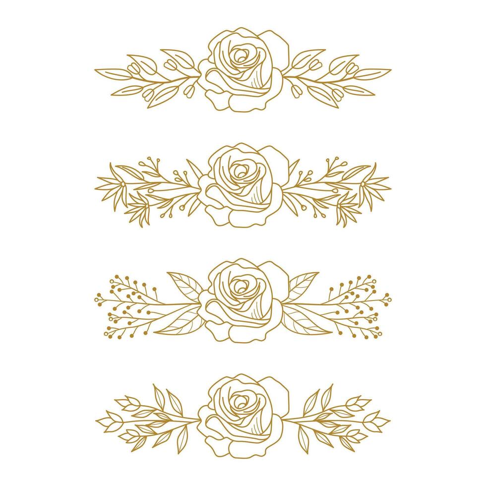 The Blooms Greenery Floral Foliage Ornament Corner Text Separator Elegance Frame for Invitations vector