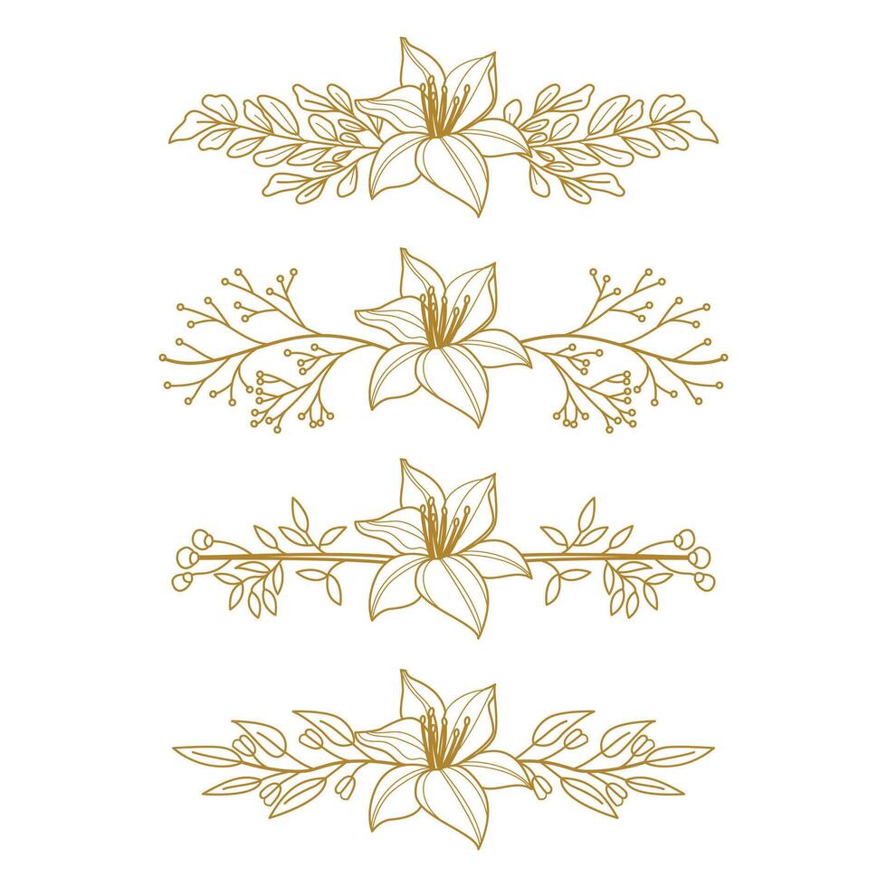 The Blooms Greenery Floral Foliage Ornament Corner Text Separator Elegance Frame for Invitations vector