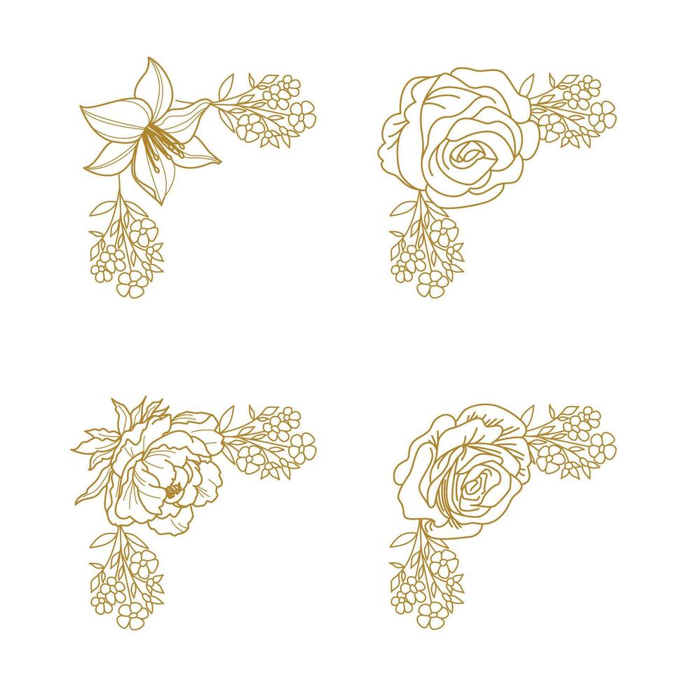 The Blooms Greenery Floral Foliage Ornament Corner Text Separator Elegance Frame for Invitations vector