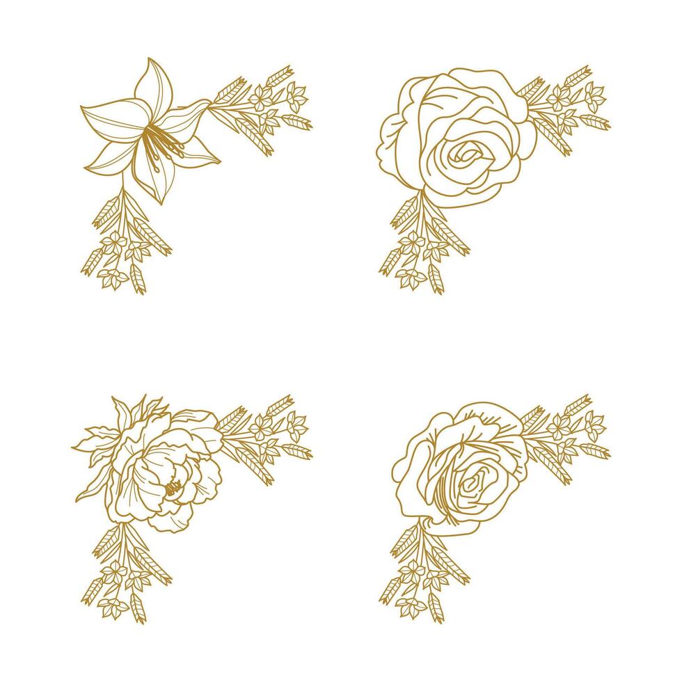 The Blooms Greenery Floral Foliage Ornament Corner Text Separator Elegance Frame for Invitations vector