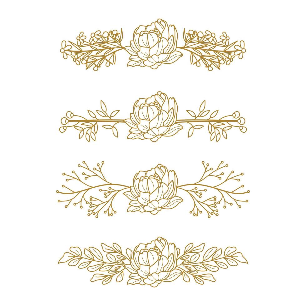 The Blooms Greenery Floral Foliage Ornament Corner Text Separator Elegance Frame for Invitations vector