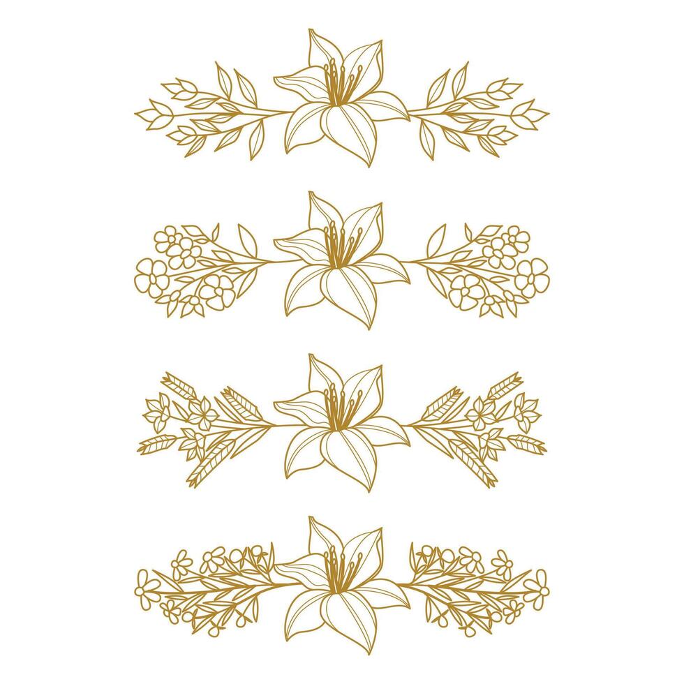The Blooms Greenery Floral Foliage Ornament Corner Text Separator Elegance Frame for Invitations vector