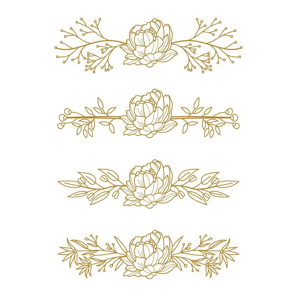 The Blooms Greenery Floral Foliage Ornament Corner Text Separator Elegance Frame for Invitations vector