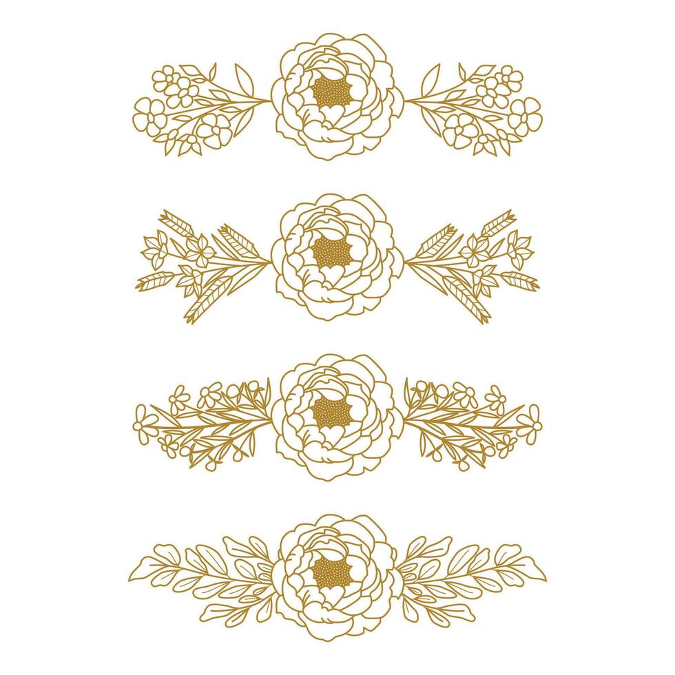 The Blooms Greenery Floral Foliage Ornament Corner Text Separator Elegance Frame for Invitations vector