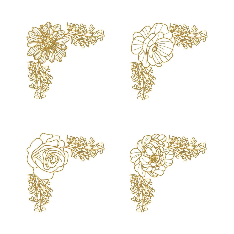 The Blooms Greenery Floral Foliage Ornament Corner Text Separator Elegance Frame for Invitations vector