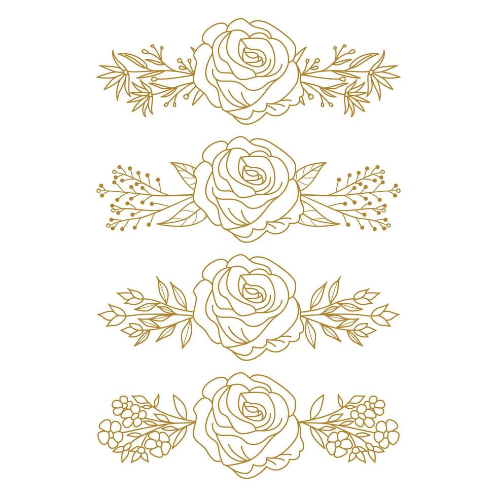 The Blooms Greenery Floral Foliage Ornament Corner Text Separator Elegance Frame for Invitations vector