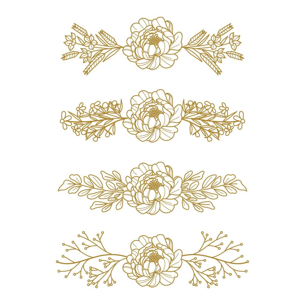 The Blooms Greenery Floral Foliage Ornament Corner Text Separator Elegance Frame for Invitations vector
