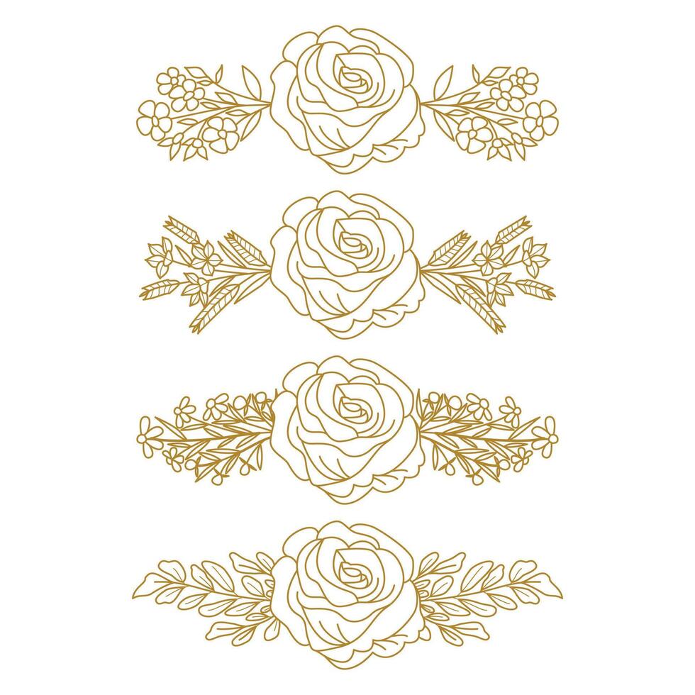 The Blooms Greenery Floral Foliage Ornament Corner Text Separator Elegance Frame for Invitations vector