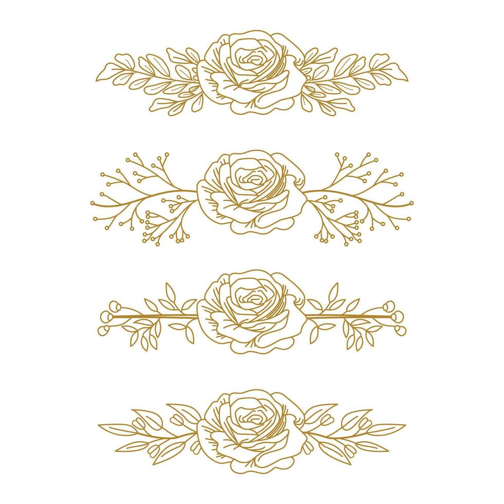 The Blooms Greenery Floral Foliage Ornament Corner Text Separator Elegance Frame for Invitations vector