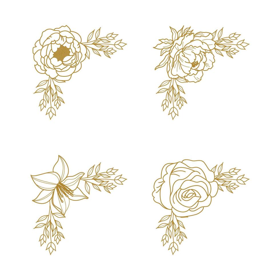 The Blooms Greenery Floral Foliage Ornament Corner Text Separator Elegance Frame for Invitations vector