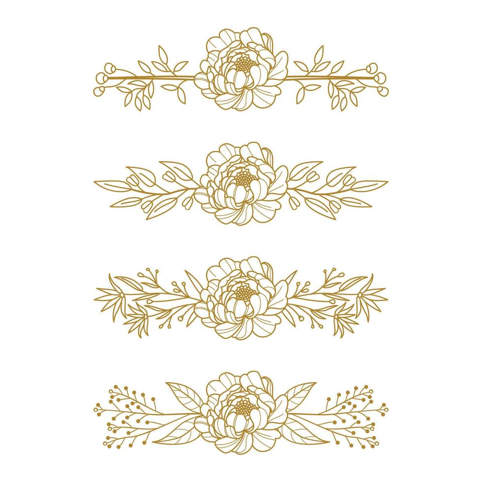 The Blooms Greenery Floral Foliage Ornament Corner Text Separator Elegance Frame for Invitations vector