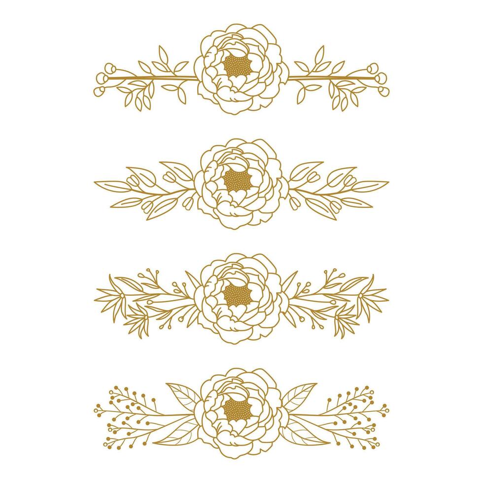 The Blooms Greenery Floral Foliage Ornament Corner Text Separator Elegance Frame for Invitations vector