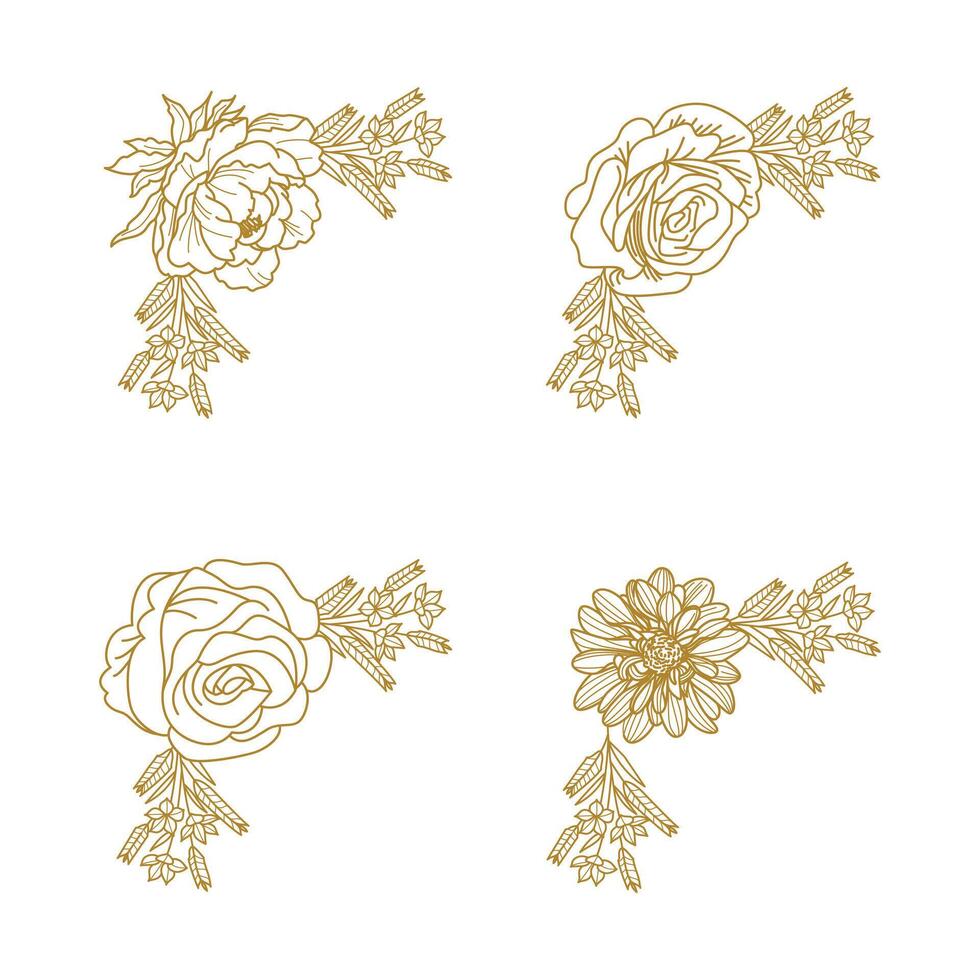 The Blooms Greenery Floral Foliage Ornament Corner Text Separator Elegance Frame for Invitations vector