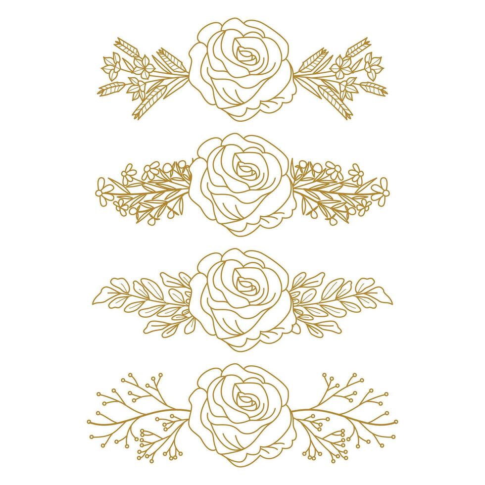 The Blooms Greenery Floral Foliage Ornament Corner Text Separator Elegance Frame for Invitations vector