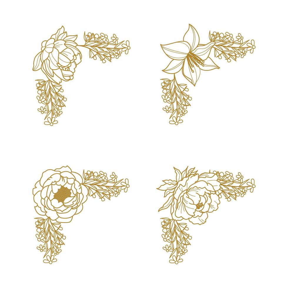 The Blooms Greenery Floral Foliage Ornament Corner Text Separator Elegance Frame for Invitations vector