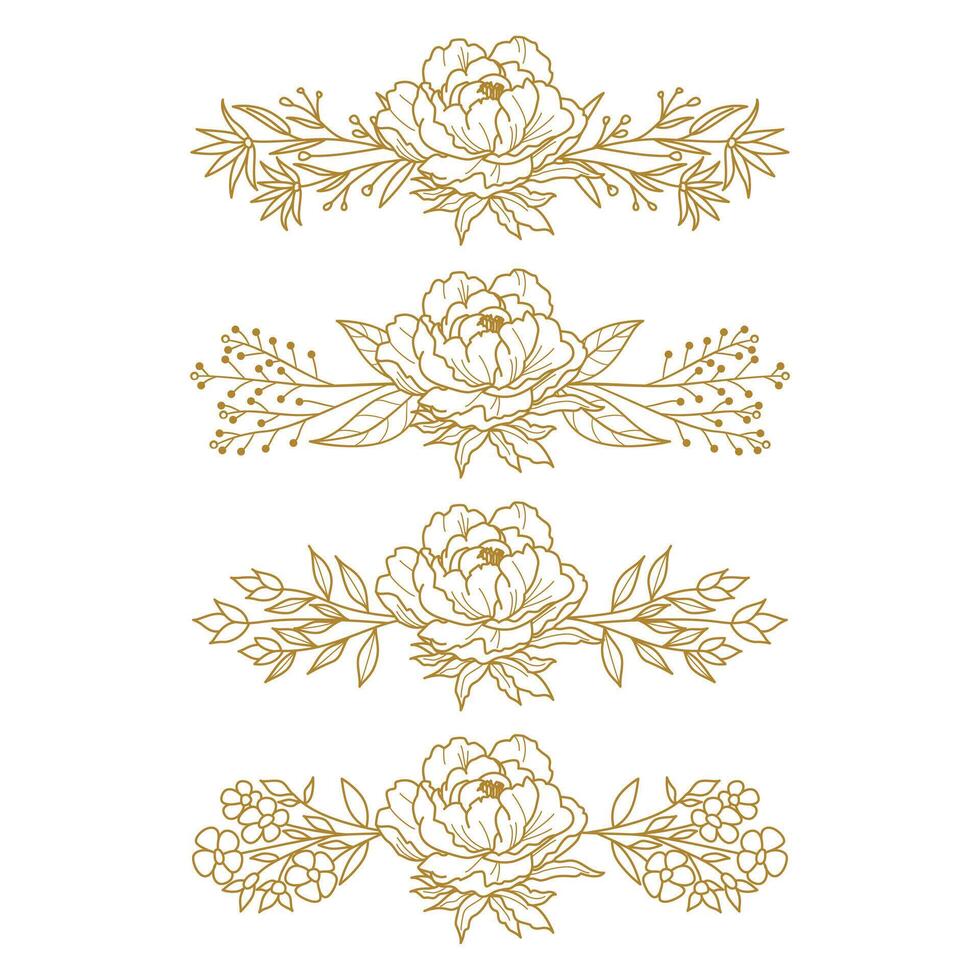 The Blooms Greenery Floral Foliage Ornament Corner Text Separator Elegance Frame for Invitations vector
