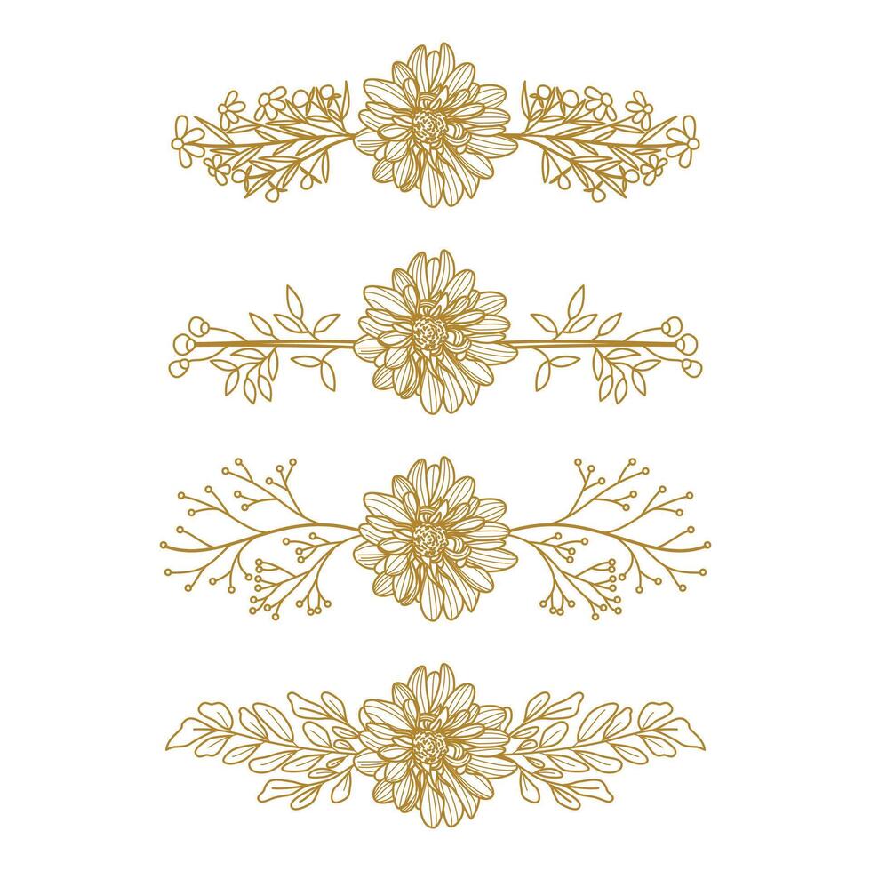The Blooms Greenery Floral Foliage Ornament Corner Text Separator Elegance Frame for Invitations vector