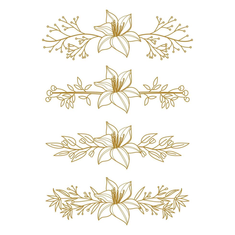 The Blooms Greenery Floral Foliage Ornament Corner Text Separator Elegance Frame for Invitations vector
