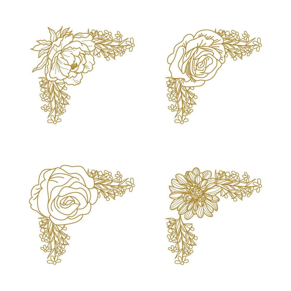 The Blooms Greenery Floral Foliage Ornament Corner Text Separator Elegance Frame for Invitations vector