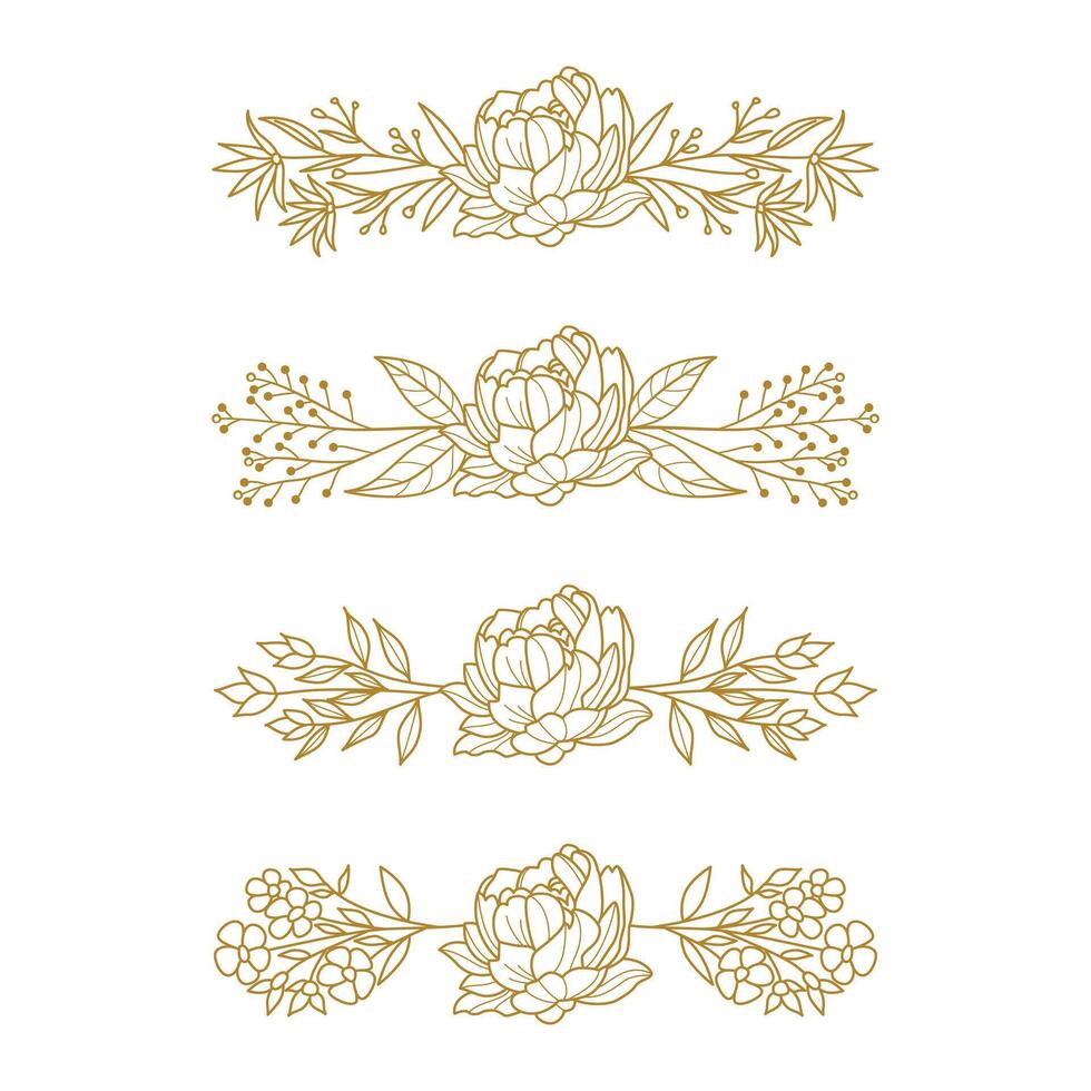 The Blooms Greenery Floral Foliage Ornament Corner Text Separator Elegance Frame for Invitations vector